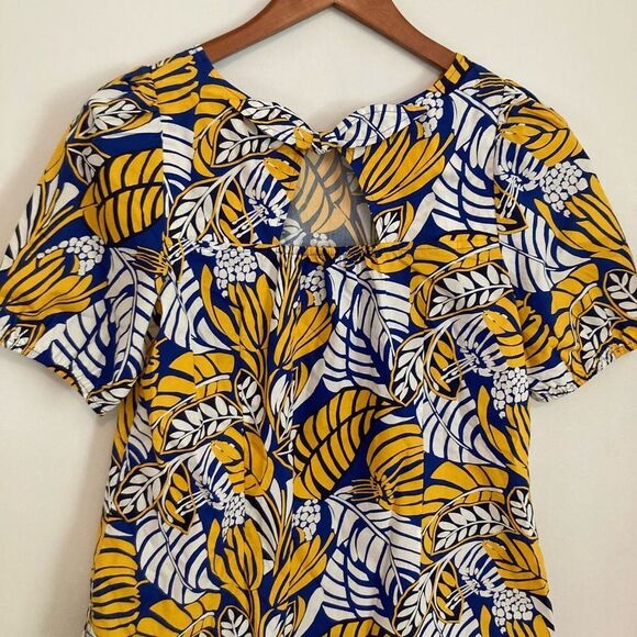 TALBOTS TIE BACK TOP - COLORBLOCK LEAVES‎ - Picture 4 of 5